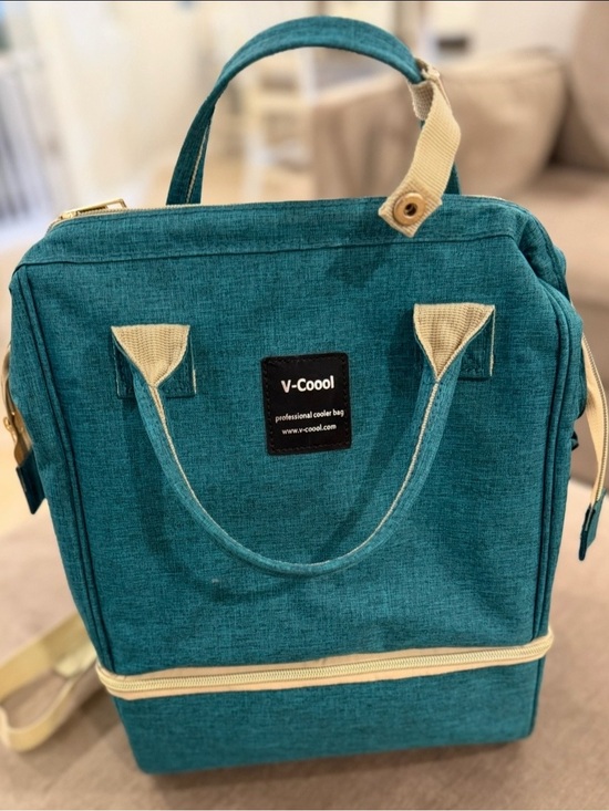 V-Coool Handbags - V-COOOL Breast Pump Backpack Insulated Cooler Bag Teal Diaper Bag USB Port